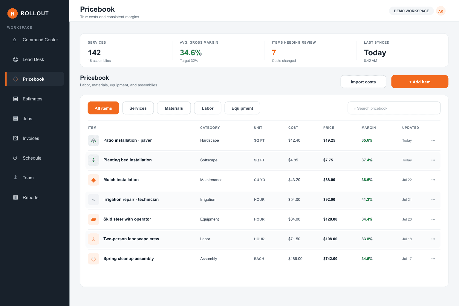 Rollout Pricebook